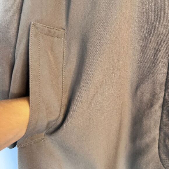 Jones New York Tan Brown 100% Pure Wool Trench Coat Button Front Petite Large - Picture 7 of 15